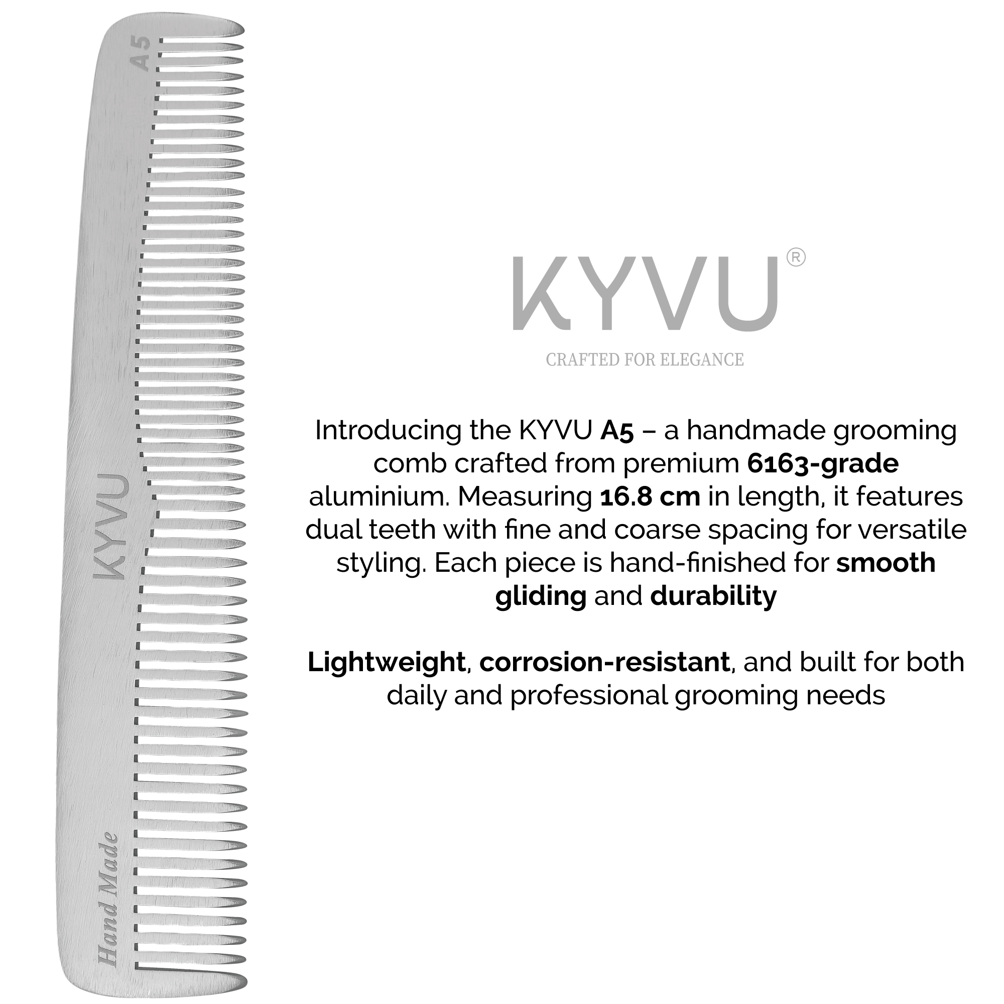 Classic Aluminium Dual-Tooth Comb – Hairdressing Comb (A5)