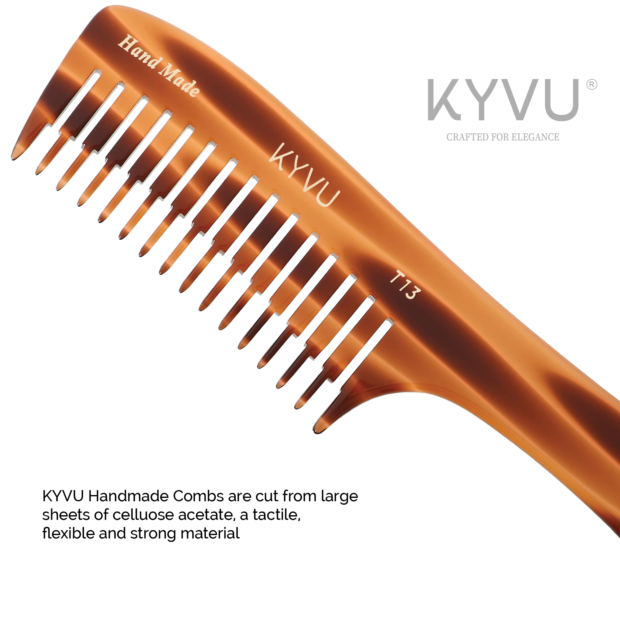 Handmade 21.8 cm Step-Tapered Wide Styling Comb (T13)